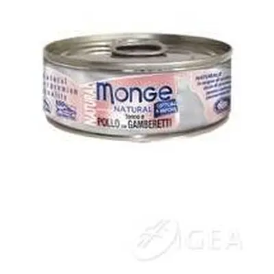 Monge Natural Cibo umido per gatti al gusto Tonno Pollo e Gamberetti 80 g