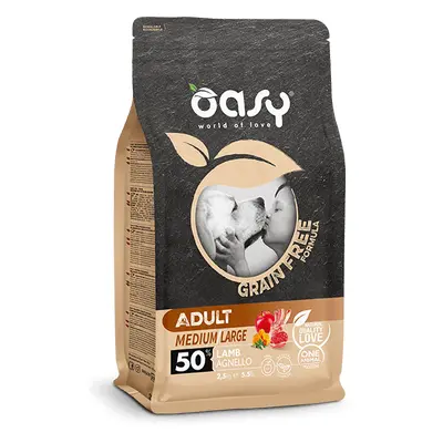 ﻿Oasy Grain Free Dog Formula Adult Medium Large Cibo Secco per Cani Senza Cereali Gusto Agnello 