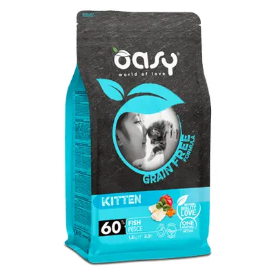 Oasy Grain Free Kitten Cibo Secco per Gattini Gusto Pesce 300 g