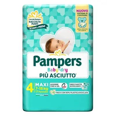 Pampers Baby Dry Pannolino per Bambini Taglia 4 (7-18 Kg) 17 pannolini