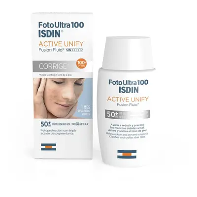 Isdin FotoUltra100 Active Unify Fusion Fluid Crema per Macchie sulla Pelle SPF 50+ SPF Reale 100