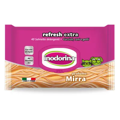 Inodorina Refresh Extra Mirra Salviette Detergenti Cani e Gatti 40 salviette