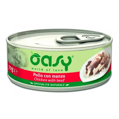 Oasy Pollo con Manzo Specialità Naturali Cibo Umido per Gatti in Lattina 70 g