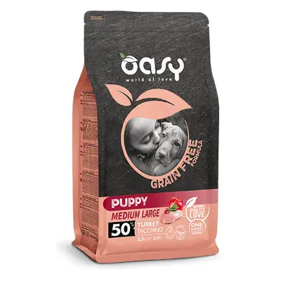 Oasy Grain Free Formula Puppy Medium/Large Cibo Secco per Cani Cuccioli Gusto Tacchino 2,5 kg