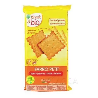 Break&Bio Farro Petit Biscotti biologici senza uova latte e zuccheri aggiunti 300 g