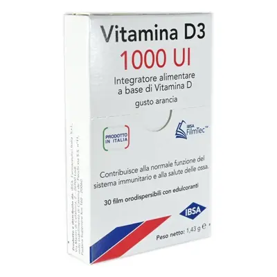 Ibsa Vitamina D3 1000 UI Integratore di Vitamina D Gusto Arancia 30 film orodispersibili