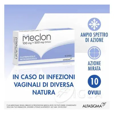 Meclon 100 mg + 500 mg 10 ovuli vaginali