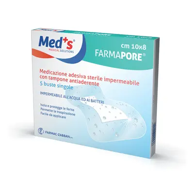 Meds FarmaPore Medicazione Adesiva Sterile Impermeabile 10x8cm 5 Pezzi