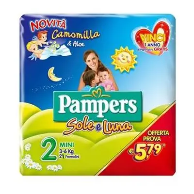 Pampers Sole&Luna Pannolino Taglia 2 mini 21 Pezzi