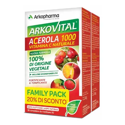 Arkopharma ACerola 1000 Family Pack Integratore di Vitamina C 60 compresse