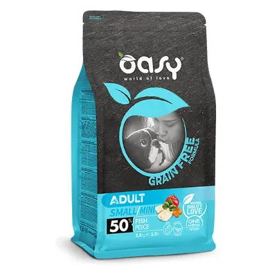 Oasy Grain Free Adult Small/Mini Cibo Secco per Cani Senza Glutine Gusto Pesce 2,5 kg