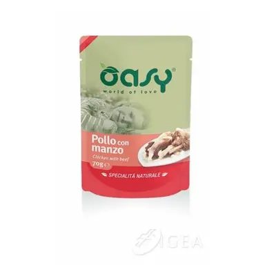 Oasy Pollo con Manzo Specialità Naturali Cibo Umido per Gatti in Busta 70 g