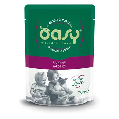 Oasy Wet Cat More Love Cibo Umido per Gatti Adulti gusto Sardine 70 g