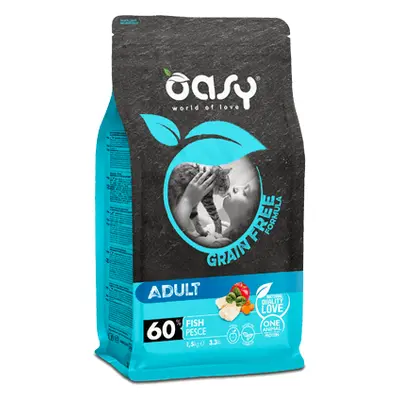 Oasy Grain Free Adult Cibo Secco per Gatti Gusto Pesce 300 g