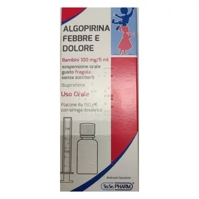 Algopirina Febbre e Dolore Ibuprofene Bambini Equivalente Nurofen Gusto Fragola 150 ml