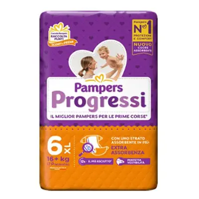 Pampers Progressi Pannolini Taglia 6 XL 16kg+ 17 pannolini