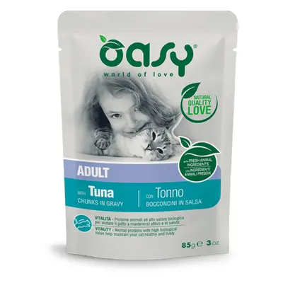 Oasy Wet Cat Bocconcini in Salsa con Tonno per Gatti Adulti 85 g