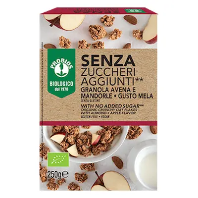 Probios Granola Avena e Mandorla Gusto Mela Senza Glutine e Zuccheri 250 g