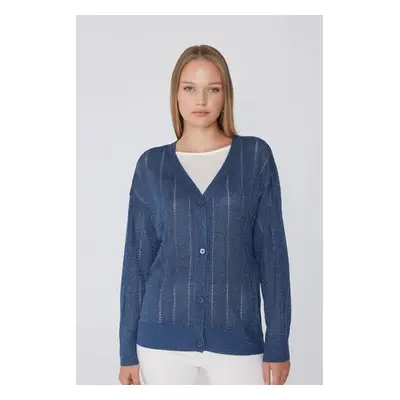 Tezenis Cardigan Manica Lunga con Bottoni Laminato Donna Blu Taglia