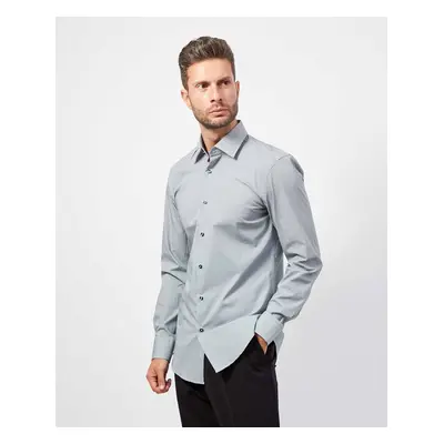 Camicia uomo Boss in popeline di cotone con micro motivo