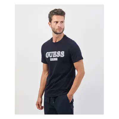 T-shirt blu Guess slim fit con logo