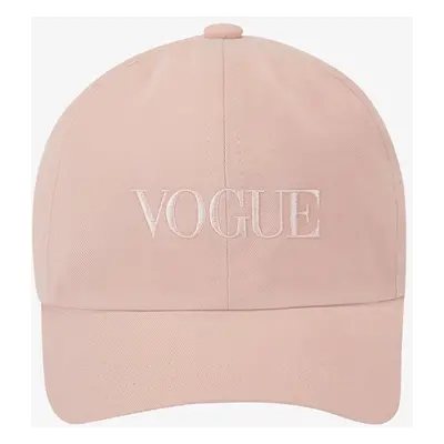 Cappellino VOGUE rosa chiaro con logo ricamato tono su tono