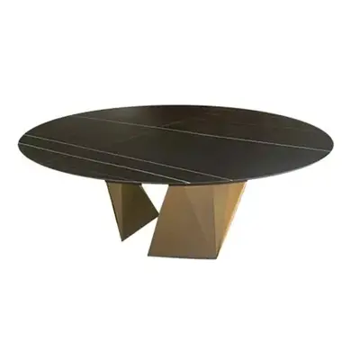 Tavolo rotondo Prisma 72 Steel in ottone e marmo, Reflex